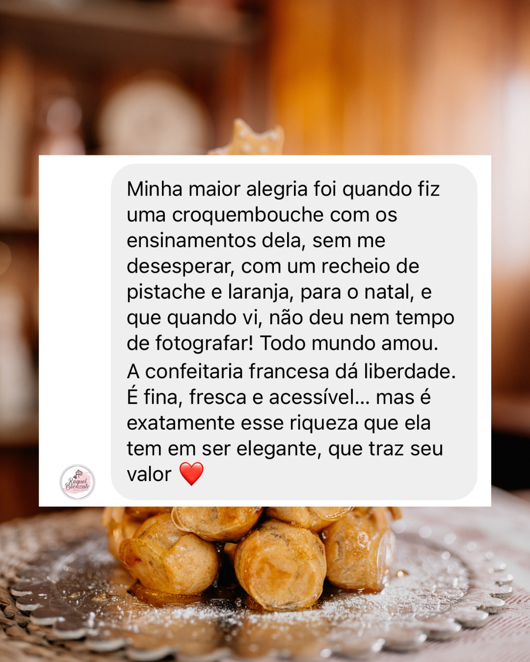 Depoimento de aluna 2 sobre o curso Sobremesas de Natal